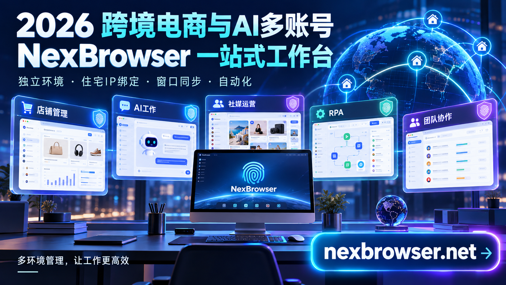 NexBrowser跨境电商AI多账号工作<span